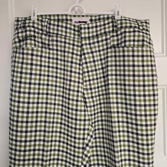 Men's Sub 70 Seventy Green & Black Check Golf Pants Trousers - Size 36 - Picture 3 of 9